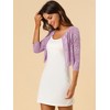 Allegra K Women's Elegant 3/4 Sleeve Sheer Floral Lace Cropped Bolero Shrugs - 4 of 4
