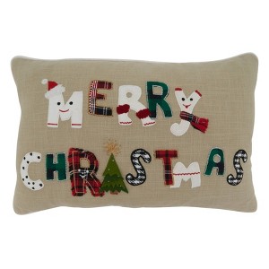 14"x22" Oversize 'Merry Christmas' Whimsical Lumbar Throw Pillow Cover - Saro Lifestyle - 1 of 3