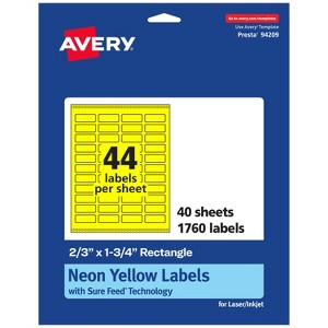 Avery Neon Yellow Paper Labels, 2/3" x 1-3/4" Rectangle - 1 of 4
