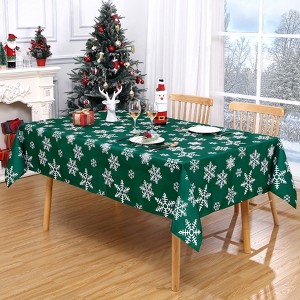 Christmas Tablecloth, Simple Snow Stick Figure Washable Table Cover, Holiday Decorative Dining Table Cover for Party Picnic Dinner Decor - 1 of 4