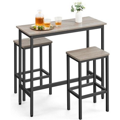 Vasagle Bar Table And Chairs Set, Square Bar Table With 2 Bar Stools ...