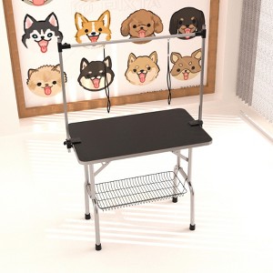 UbMelt Folding Pet Grooming Table with Adjustable Arms,Nooses,Mesh Tray for Medium/Large Dogs,Black - 1 of 4