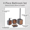 Evideco French Home Goods 4-Piece Bathroom Accessory Set Rubber and Wood - 4 of 4