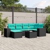 vidaXL 7 Piece Patio Sofa Set with Cushions Black Poly Rattan - 2 of 4
