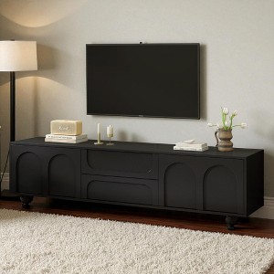 TV Stand with Arched Doors and 2 Drawers for TVs Up to 75, Minimalist Media Console with Rebound Device and 5 Iron Legs for Living Room - 1 of 4