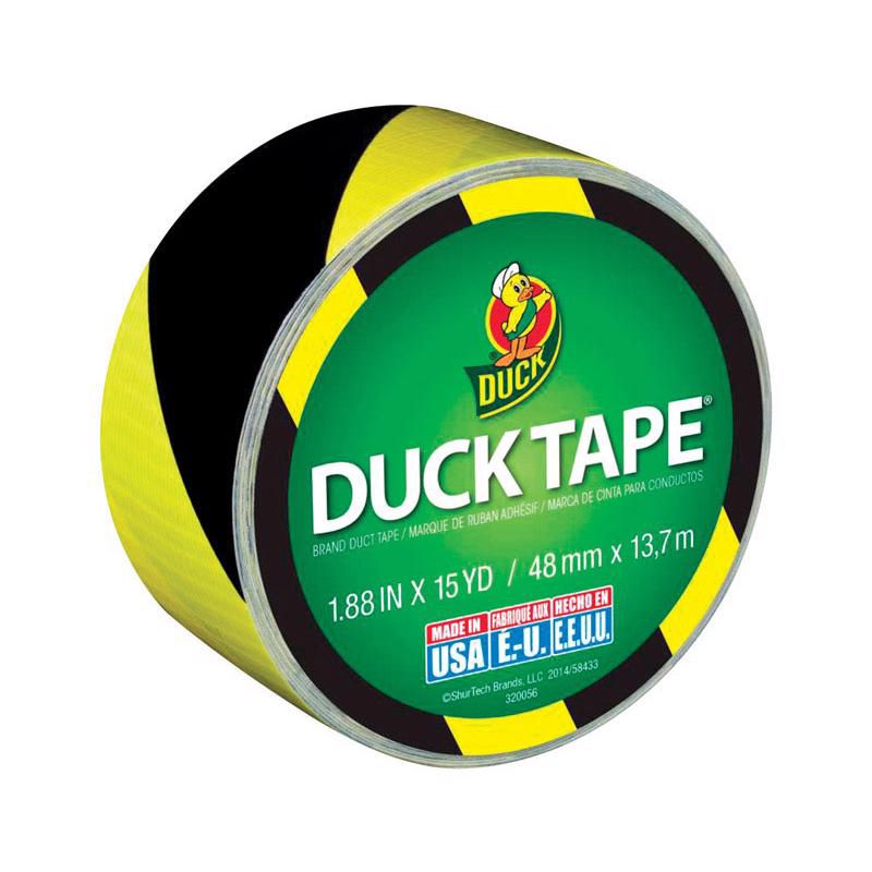 Duck 1.88 in. W X 15 yd L Black/Yellow Stripe Duct Tape, 1 of 2