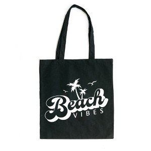 City Creek Prints Beach Vibes Palm Trees Canvas Tote Bag - 15x16 - Black - 1 of 2
