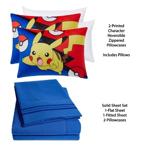 Kids' Pokemon Pikachu Pillow with Bonus Solid Sheet Set - 1 of 4
