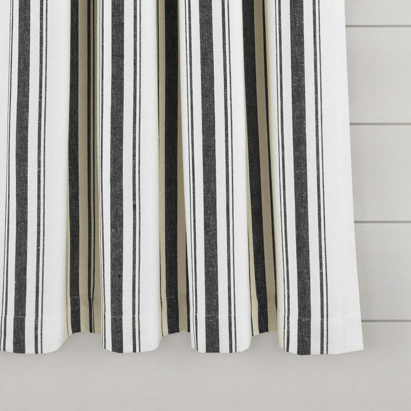 Farmhouse Stripe Yarn Dyed Eco-Friendly Recycled Cotton Window Curtain Panels Black 42X63 Set, 4 of 6