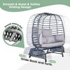 Brafabhome 2 Person Patio Egg Chair with Cushions, Rattan Wicker Garden Lounge Egg Chair, Fabric Upholstered Egg Chair With Rocking Glide Frame | Gray - 4 of 4