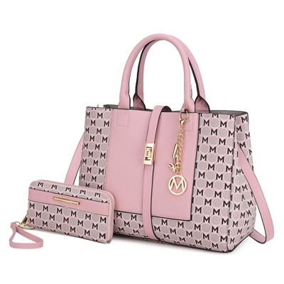 MKF Collection Yuliana Circular M emblem Print Satchel Bag with Wallet by Mia K