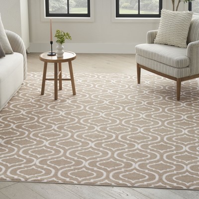 Taupe Synthetic Trellis Rectangular Area Rug 8' x 10'
