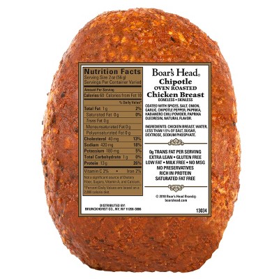 Boar’s Head Bold Chipotle Chicken - 4lbs - priced per lb