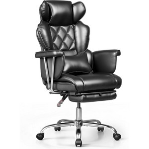 Executive Ergonomic Leather Office Chair with Footrest, Big and Tall Reclining Desk Chair with Lumbar Support, Heavy Duty SGS Class 4 Gas Lift - 1 of 1