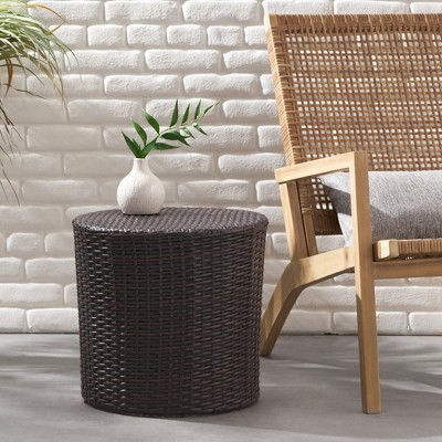 Maggift Patio End Tables Accent Side End Table for Outdoor and Indoor, Garden, Backyard Use, Special Design, Brown, 17.5"*17.5"*16.75"