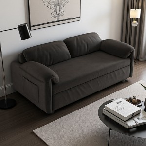 54" Velvet Sofa Bed with Armrest Storage & Retractable Queen Bed - 1 of 4