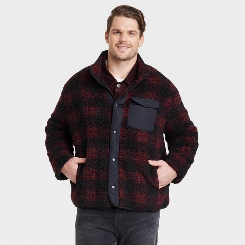 Men's Big & Tall High Pile Fleece Faux Fur Jacket - Goodfellow & Co™ Red  4xlt : Target