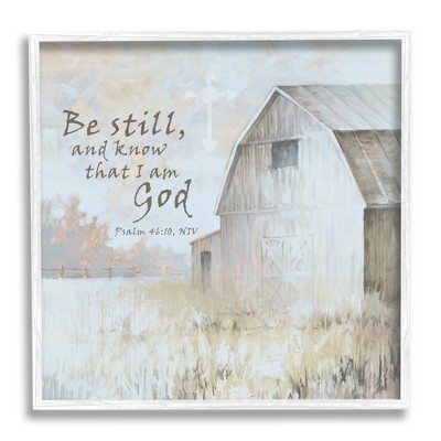 Stupell Industries Religious Psalm Verse Rural Country Barn Farmland Framed Giclee Art