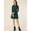 INSPIRE CHIC Women's Peter Pan Collar Contrast Half Placket Long Sleeve A-Line Party Flare Dresses - 4 of 4