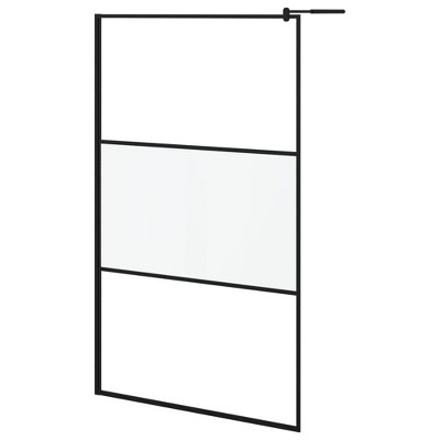 Modern Black ESG Glass Walk-In Shower Wall 45.3" x 76.8"