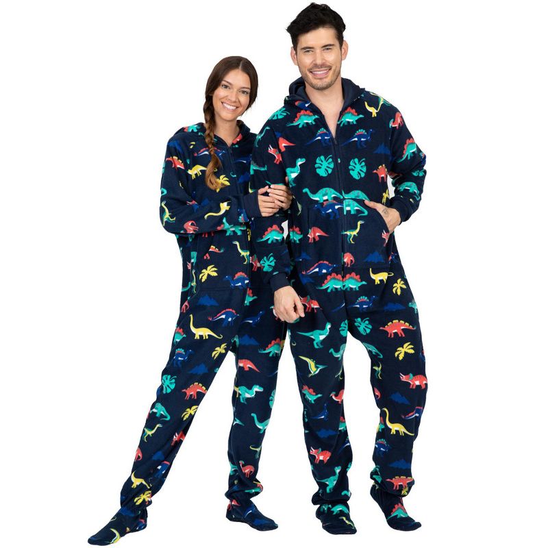Footed Pajamas - Family Matching - Dinosaur Kingdom Hoodie Fleece Onesie For Boys, Girls, Men and Women | Unisex, 4 of 6