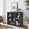 Vynxaria Open Wooden Shelf Bookcase: Freestanding Cabinet with 7 Cube Storage Spaces, Perfect for Entryway and Living Room Display. - 2 of 4