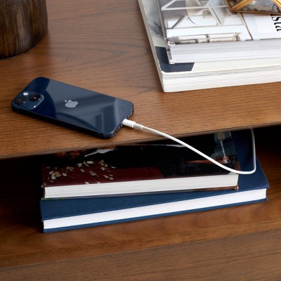 Medium Oak and Gold 2-Drawer Chest with USB Ports