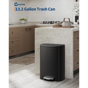 13.2 Gallon Stainless Steel Trash Can with Soft-Close Lid, Removable Inner Bucket & Rear Handle,Step-on Trash Bin for Home Office - 1 of 4