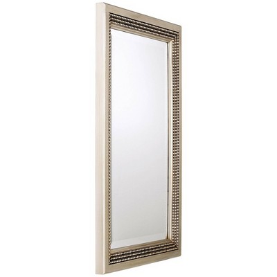 Contemporary Silver Leaf Beaded Wood Vanity Mirror 23"x35"