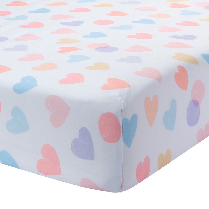 Bedtime Originals Rainbow Hearts Pink/Purple 3-Piece Baby Crib Bedding Set, 4 of 10