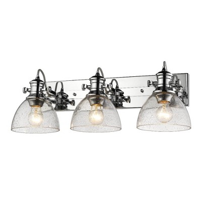Hines Transitional 3-Light Semi-Flush in Rubbed Bronze with Seeded Glass