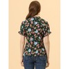 INSPIRE CHIC Women's Ruffled Short Sleeve Floral Mock Neck Summer Top - 4 of 4