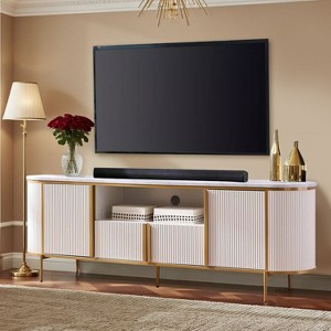 SinCiDo Luxury 70" Fluted TV Stand, Modern TV Console for TVs Up to 80 inches, Faux Marble Top & Curved Design - 1 of 4