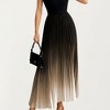 Anna-Kaci Women's Sleeveless Mock Neck Pleated Maxi Dress with Gradient Ombre Skirt - 4 of 4