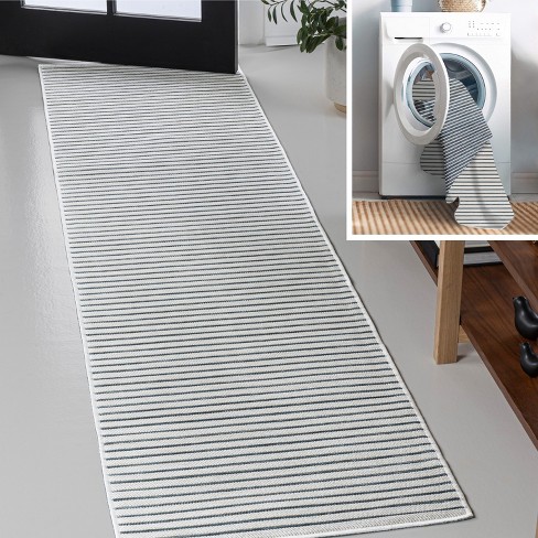 JONATHAN Y Damon Classic Coastal Pinstripe Reversible Machine-Washable Indoor/Outdoor Area Rug - image 1 of 4