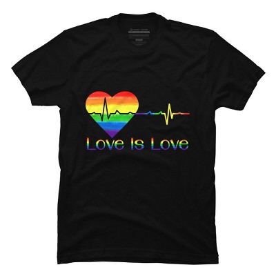Adult Design By Humans Pride Love is Love Heartbeat By WinterJJ T-Shirt