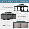 PAGED 10'X12' Hardtop Outdoor Canopies and Gazebos with Galvanized Steel Double Canopy for Patios Deck Backyard, Curtains and Netting, Brown - 3 of 4