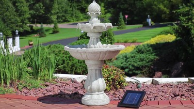Earth Finish Solar Powered 2-Tier Resin Garden Fountain