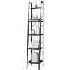 Ladder Shelf, Bookshelf Bookcase, Freestanding Corner Storage Shelve with 2 Hooks - 4 of 4
