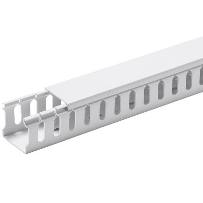 Monoprice Open Slot Wiring Raceway Duct With Cover - 1.6in x 1.6in, 6 Feet Long, White, 2-Pack, Compatible With 22 AWG Networking Cables
