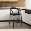 Armen Living Apache Wood and Faux Leather Counter Height Barstool Black Oak - 2 of 4