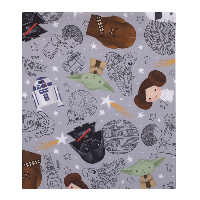 Star Wars Welcome to the Galaxy Navy and Gray Yoda, R2-D2, Chewbacca, and Princess Leia 4 Piece Toddler Bed Set, 4 of 7