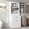 MAYEERTY White Bathroom Cabinet 4 Doors Drawers Adjustable Shelf 6 Open Shelves MDF Combo - 2 of 4