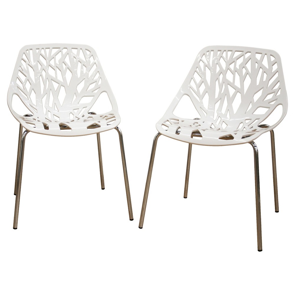 Photos - Chair Set of 2 Birch Sapling Plastic Accent/Dining  White - Baxton Studio