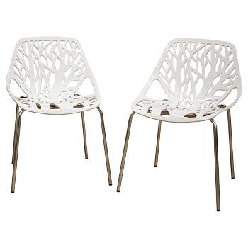 Set of 2 Birch Sapling Plastic Accent/Dining Chair White - Baxton Studio