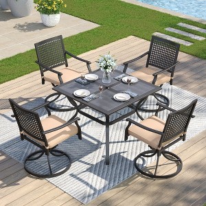 Captiva Designs 5pc Outdoor Patio Dining Set with Mesh Top Square Steel Table and Metal Chairs - 1 of 4