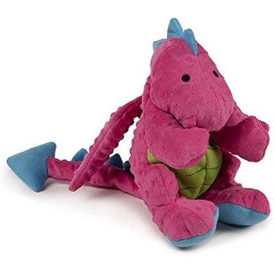 goDog Bubble Plush Dragons Squeaky Dog Toy, Chew Guard Technology - Pink, Extra Large