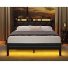 Furnulem Queen Size Bed Frame with Headboard and LED Lights, Upholstered Bedframe with Charging Station and USB Port No Box Spring Needed - 4 of 4