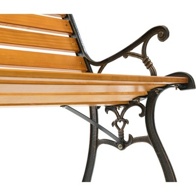 Classic Wooden and Steel Outdoor Garden Bench
