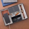 Leather Valet Catchall Tray for Men with 6 Compartments - Bedside Nightstand Organizer for Phones - 2 of 4